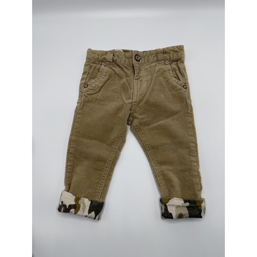 Zara Baby Tan Corduroy Pants Camo Cuffs‎ 9-12 Months 78cm Pre-owned